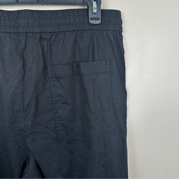 Theory Cortland Joggers Womens 12 Black Linen Casual Minimalist Pull On Pants - Picture 8 of 10